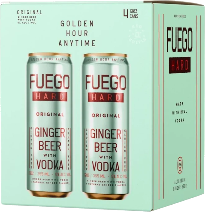 Fuego Hard Ginger Beer with Vodka Original (4 x 12 oz Cans)