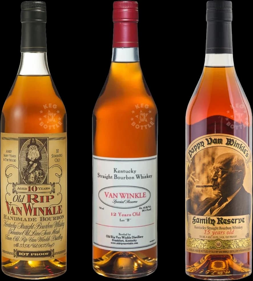 Pappy Van Winkle 10 Year, 12 Year Lot B & 15 Year Bourbon Bundle (3 x 750 ml)