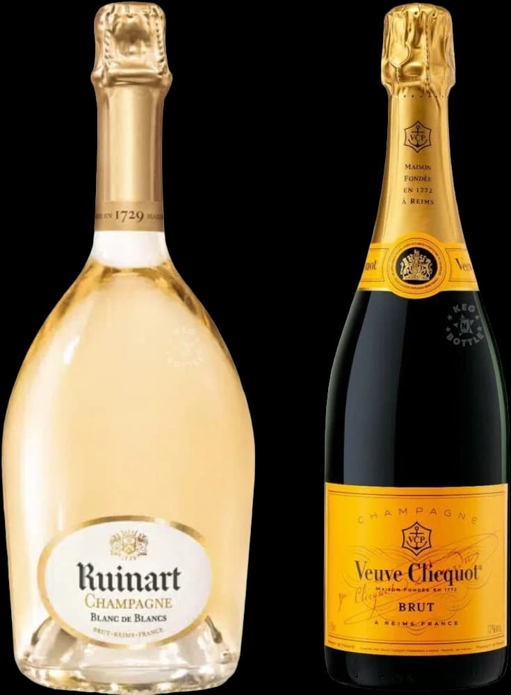 Ruinart Blanc de Blancs & Veuve Clicquot Brut Champagne Bundle (2 x 750 ml)